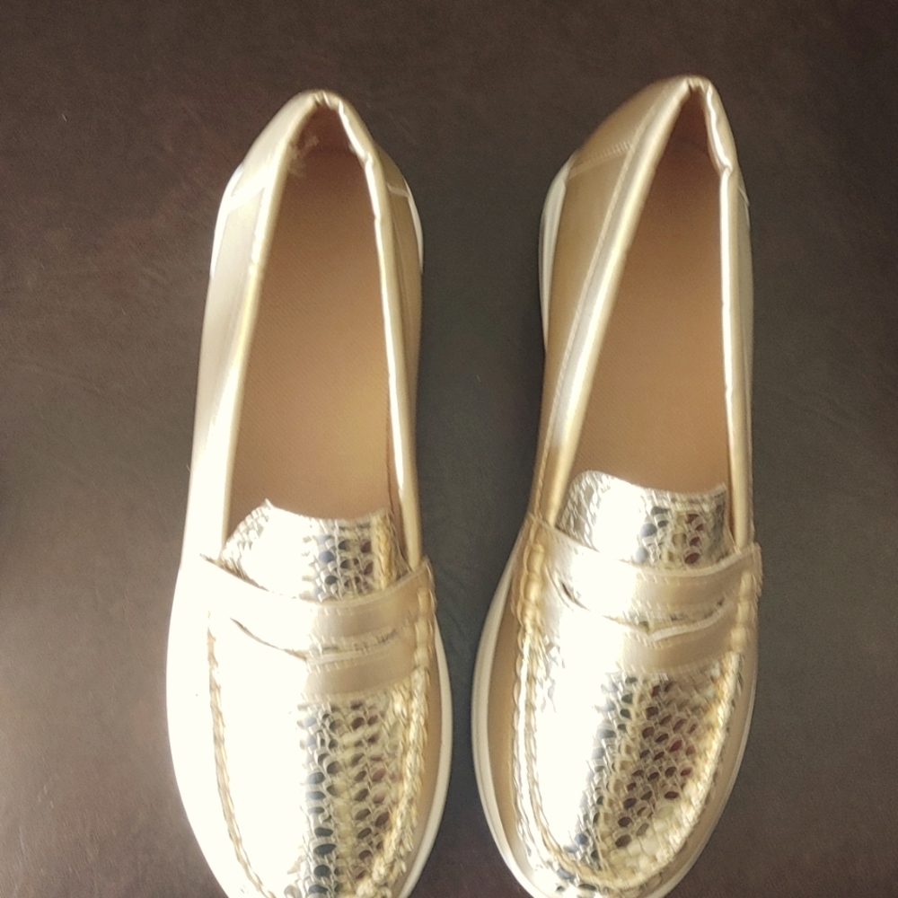 Gold Metallic Loafers